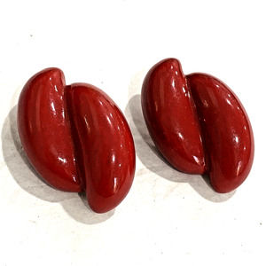 Vintage clip on earrings chunky red plastic mod fashion jewelry colorful retro